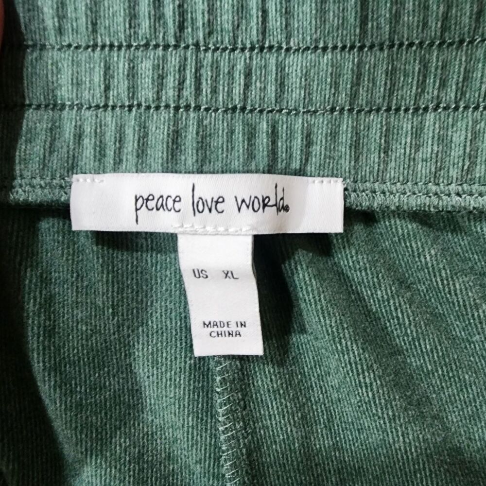 Peace Love World Wide Leg Lounge Pants Womens XL Green Soft Cozy Pull On - Picture 3 of 8